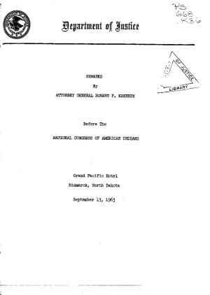 Remarks by Attorney General Robert F. Kennedy Before the National