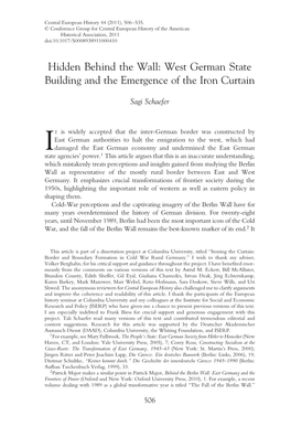 West German State Building and the Emergence of the Iron Curtain