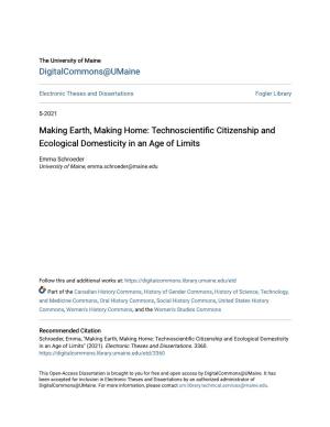 Technoscientific Citizenship and Ecological Domesticity in an Age of Limits