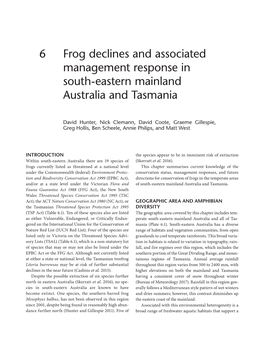 6 Frog Declines and Associated Management Response in South-Eastern Mainland Australia and Tasmania
