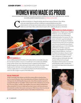 Cover Story ||||| Women’S Day Women Who Made Us Proud Indian Women Are Making Their Mark in Various Spheres at a Fast Pace