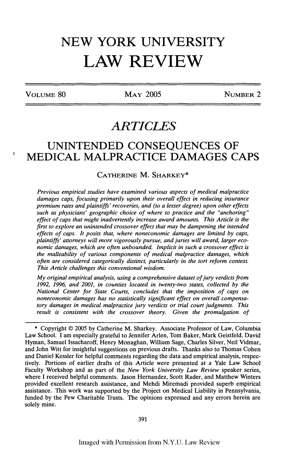 Unintended Consequences of Medical Malpractice Damages Caps