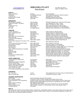 Theatre Resume August 25 2014