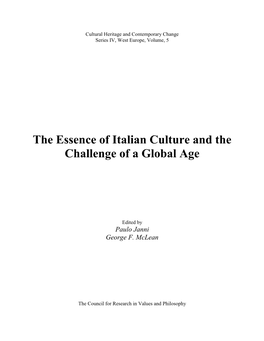 The Essence of Italian Culture and the Challenge of a Global Age