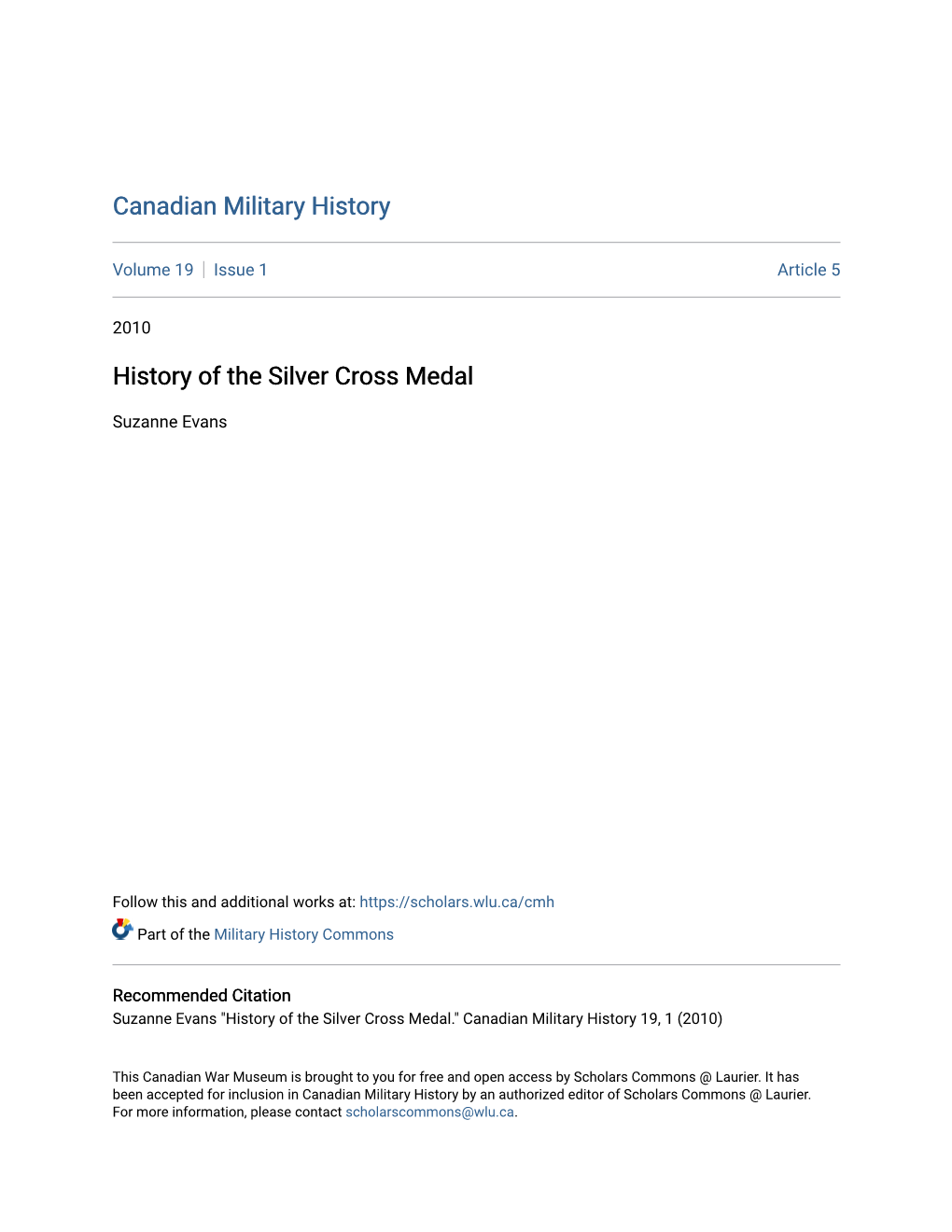 History of the Silver Cross Medal