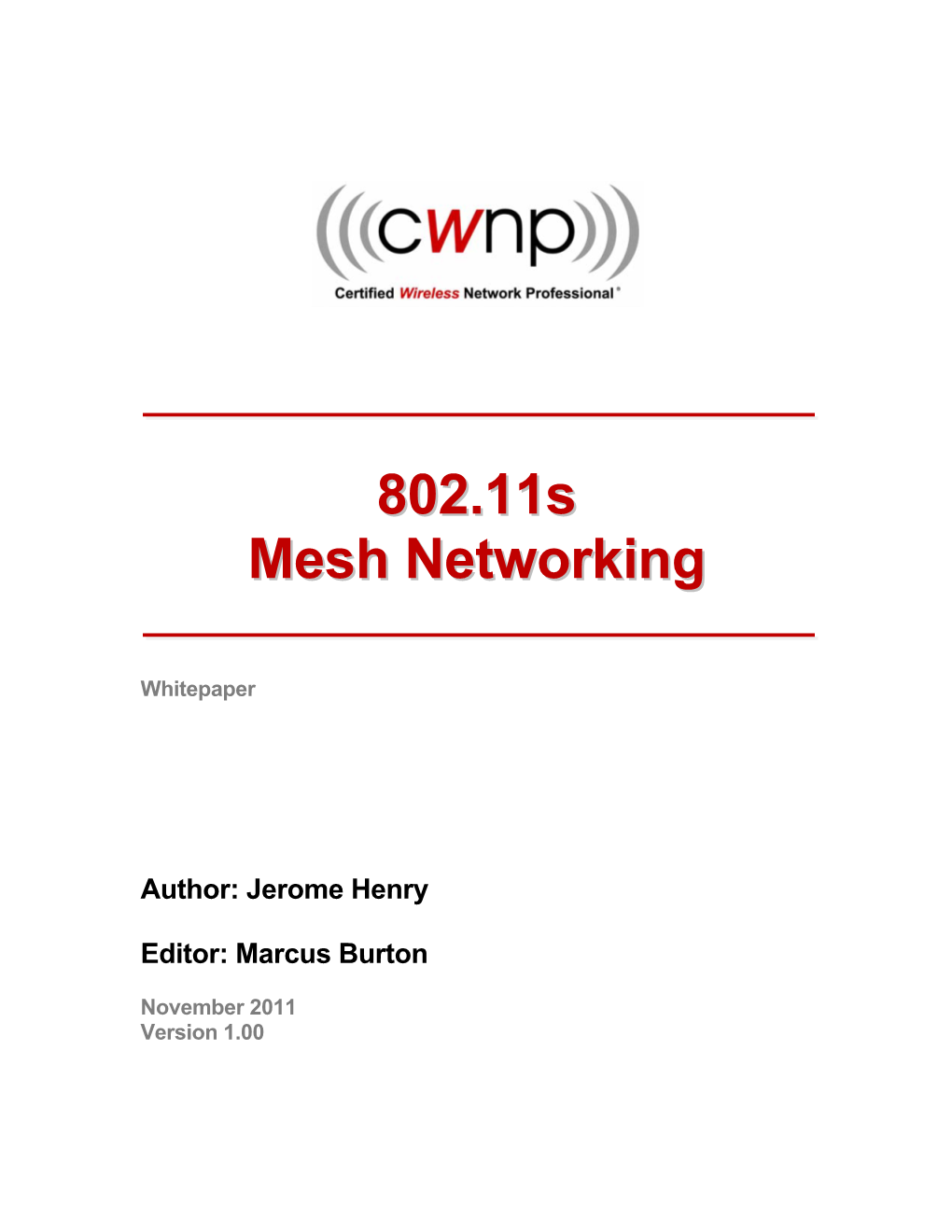 802.11S Mesh Networking