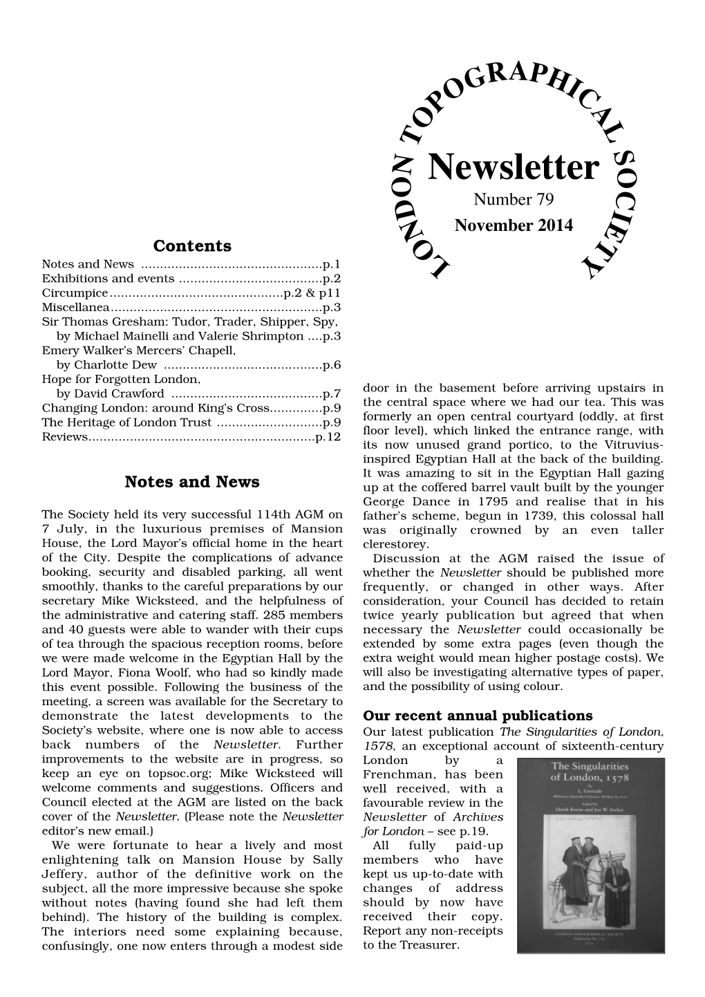 Newsletter No 79 November 2014 20Pp 04/11/2014 15:14 Page 1