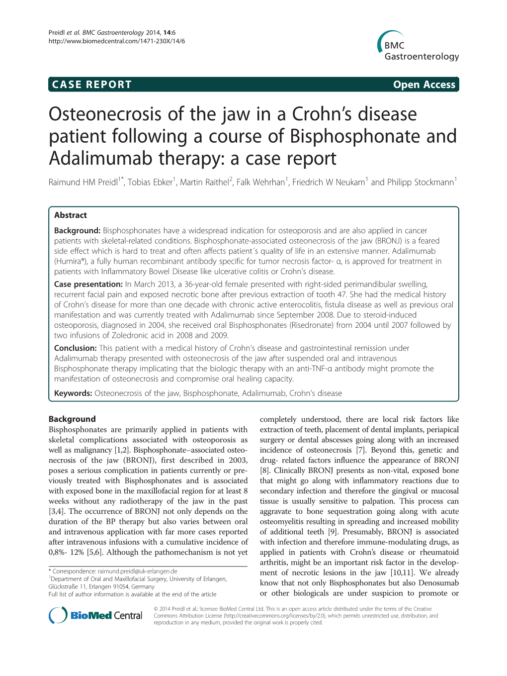 Osteonecrosis of the Jaw in a Crohn's Disease Patient Following a Course