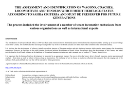 The Assessment and Identification of Wagons
