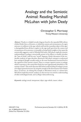 Reading Marshall Mcluhan with John Deely
