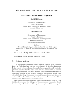 Z3-Graded Geometric Algebra 1 Introduction