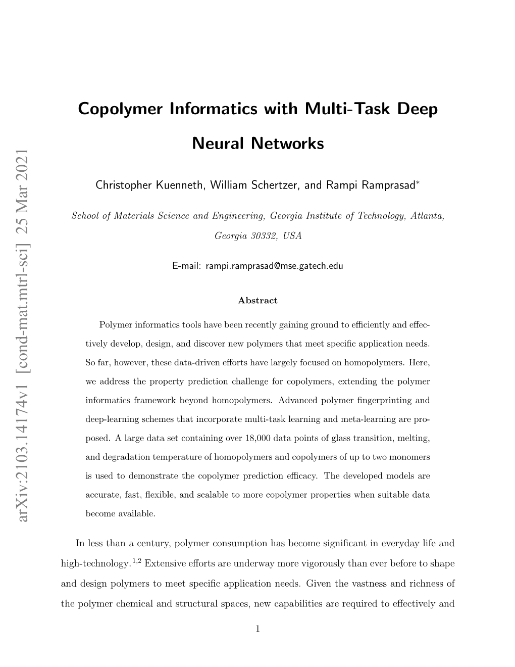 Copolymer Informatics with Multi-Task Deep Neural Networks