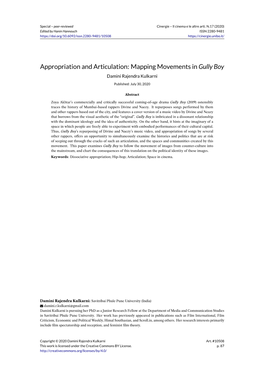 Appropriation and Articulation: Mapping Movements in Gully Boy Damini Rajendra Kulkarni