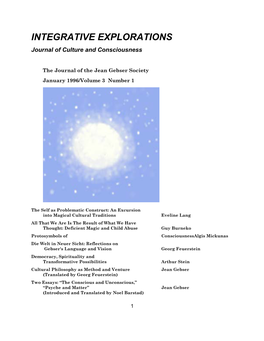 INTEGRATIVE EXPLORATIONS Journal of Culture and Consciousness