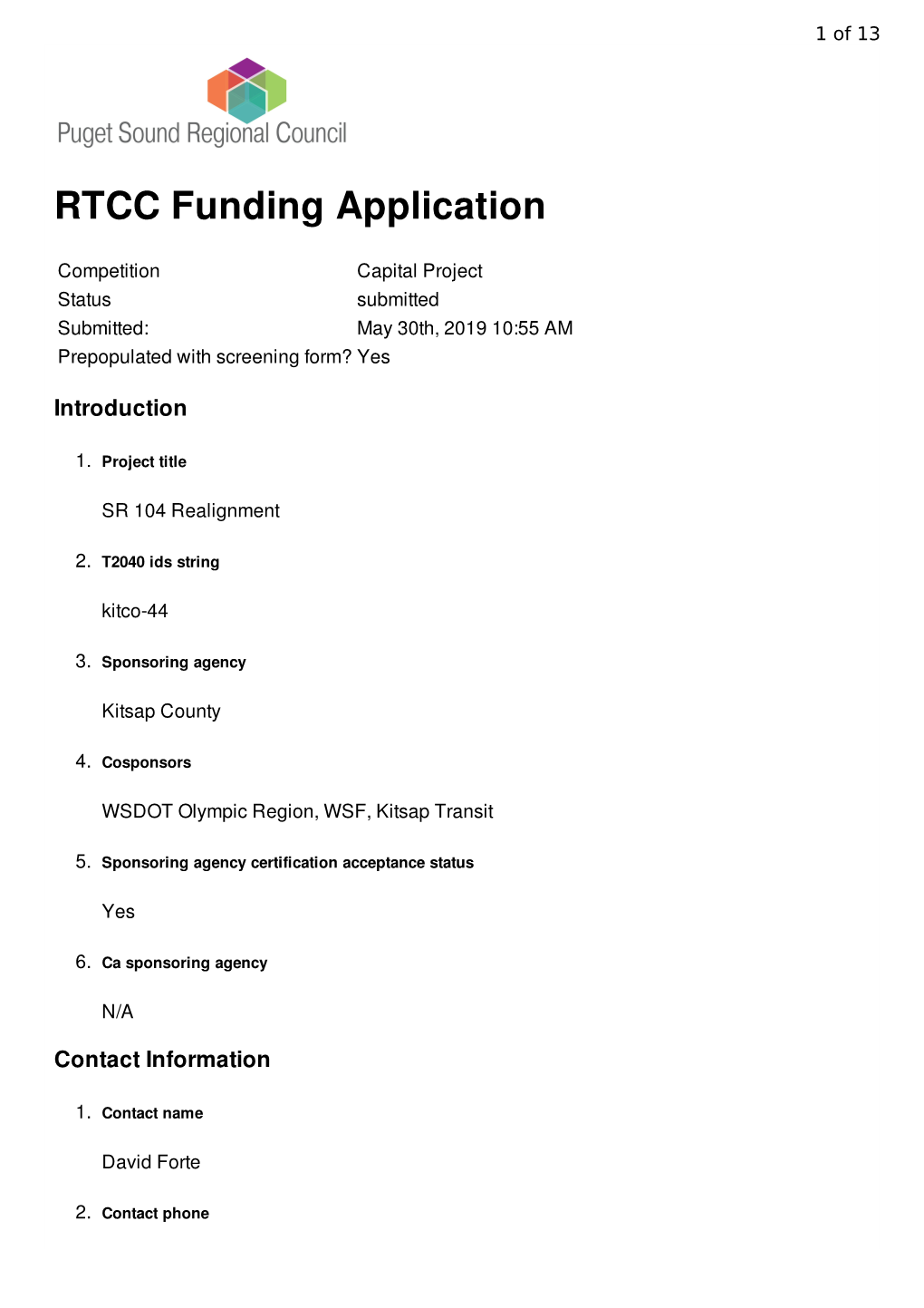 RTCC Funding Application