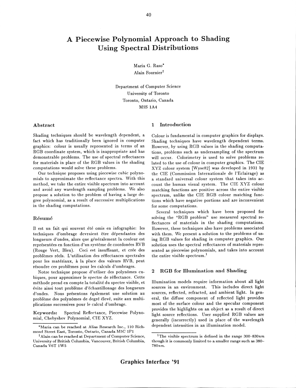 A Piecewise Polynomial Approach to Shading Using Spectral Distributions