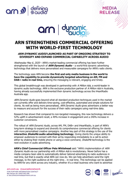 Arn Strengthens Commercial Offering with World-First Technology