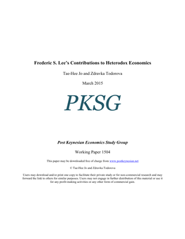 Frederic S. Lee's Contributions to Heterodox Economics