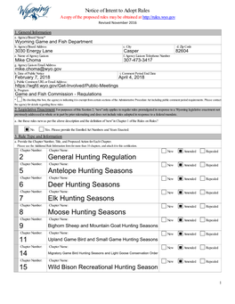 2 General Hunting Regulation 5 Antelope Hunting Seasons 6 Deer