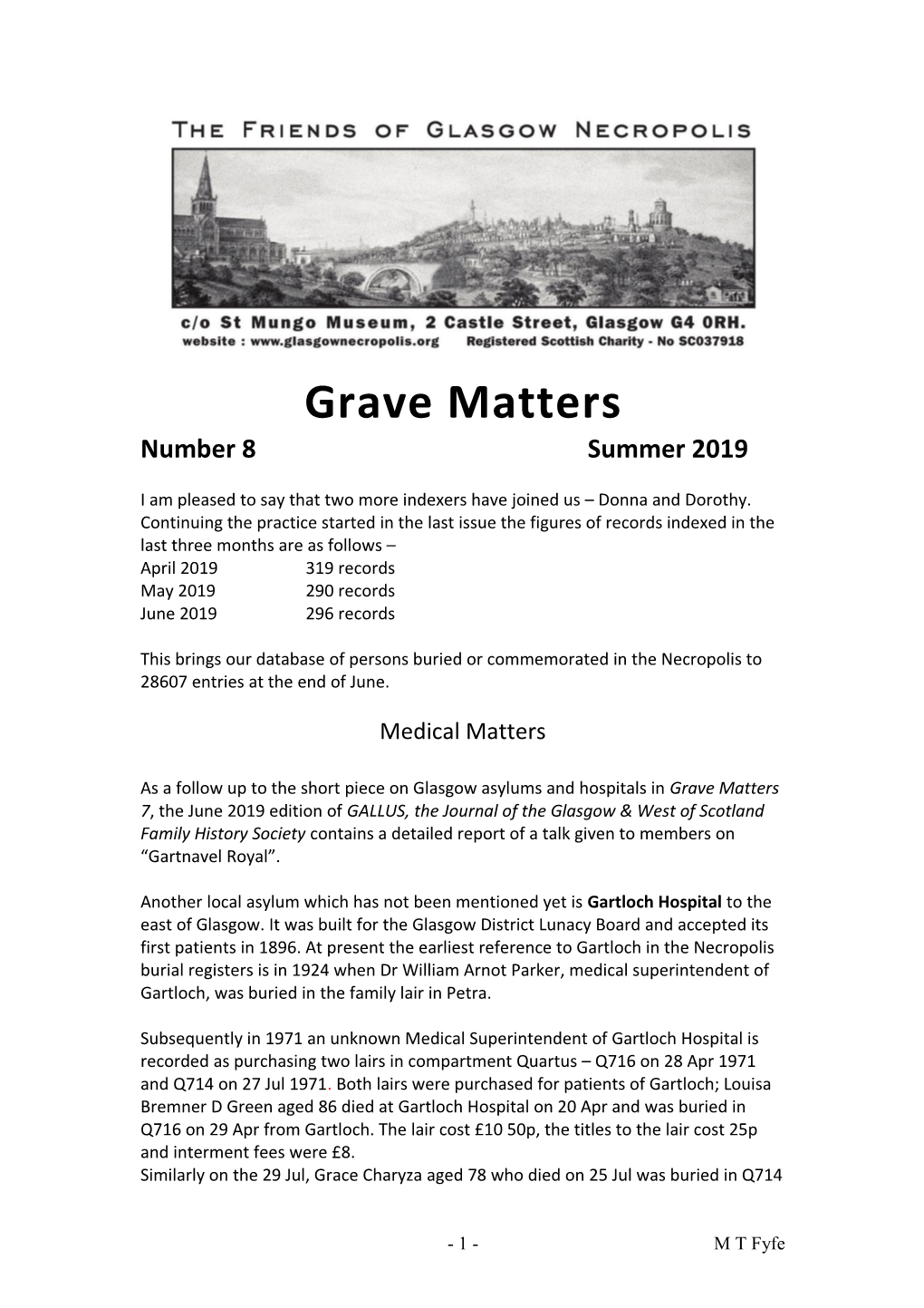 Grave Matters Number 8 Summer 2019
