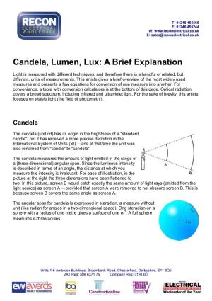 Candela, Lumen, Lux: a Brief Explanation