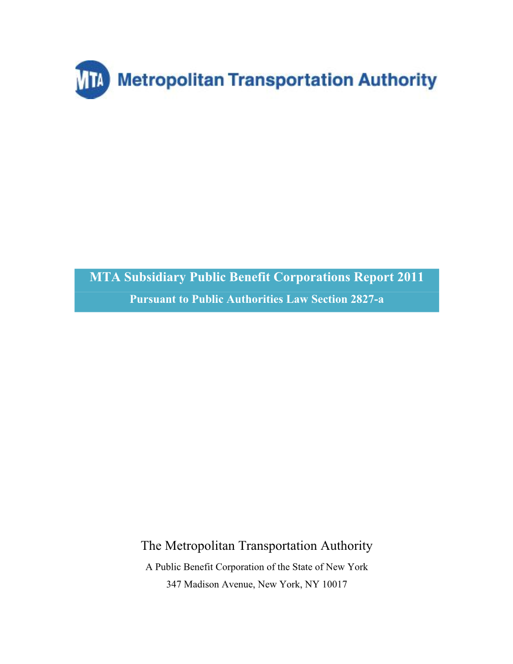 MTA Subsidiary Public Benefit Corps Report 2011 (00008211).DOCX