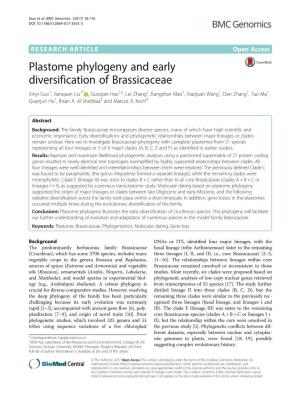 Plastome Phylogeny and Early Diversification of Brassicaceae
