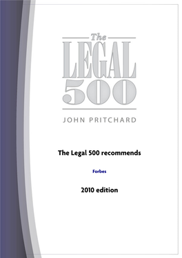 The Legal 500 Recommends 2010 Edition