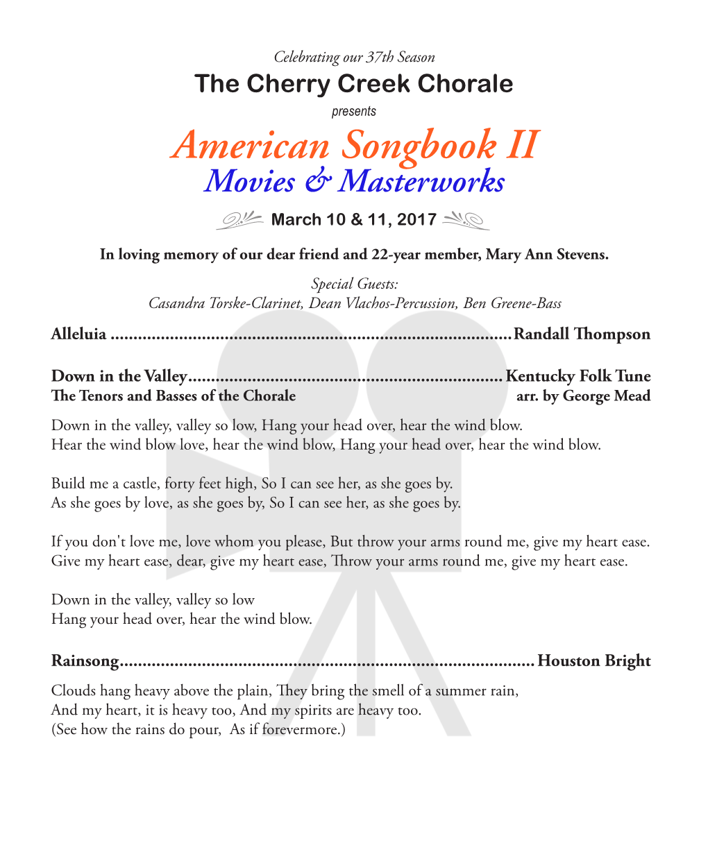 American Songbook II Movies & Masterworks March 10 & 11, 2017
