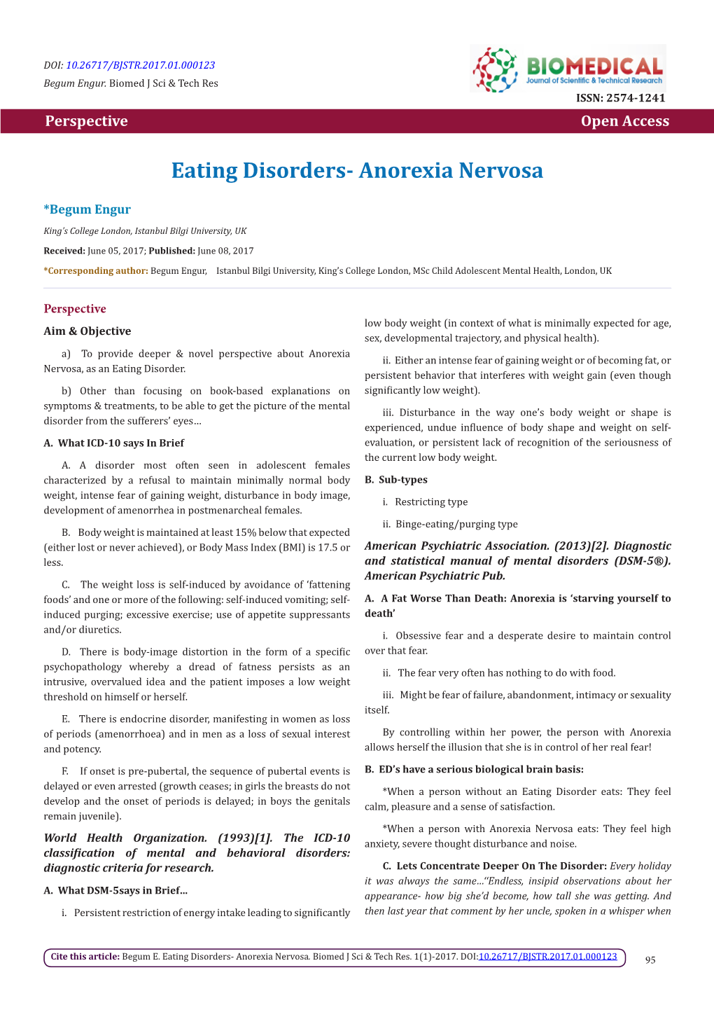 Eating Disorders- Anorexia Nervosa