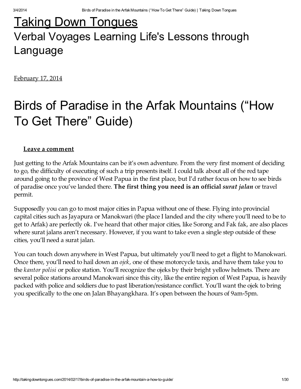 Taking Down Tongues Birds of Paradise in the Arfak Mountains