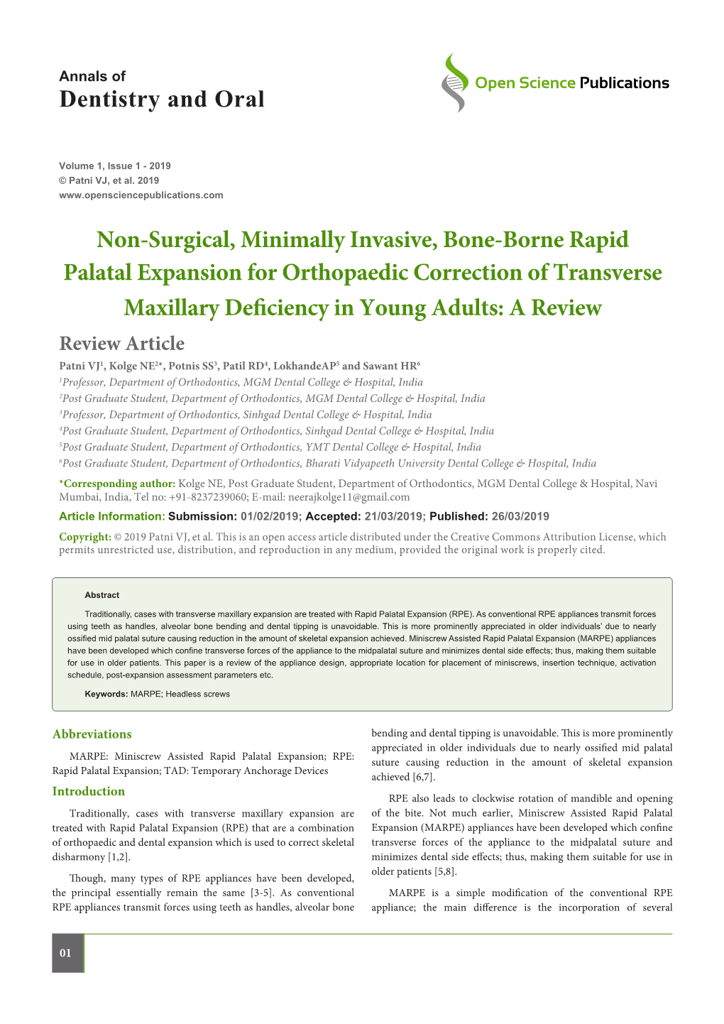 Non-Surgical, Minimally Invasive, Bone-Borne Rapid Palatal Expansion for Orthopaedic Correction of Transverse Maxillary Deficien