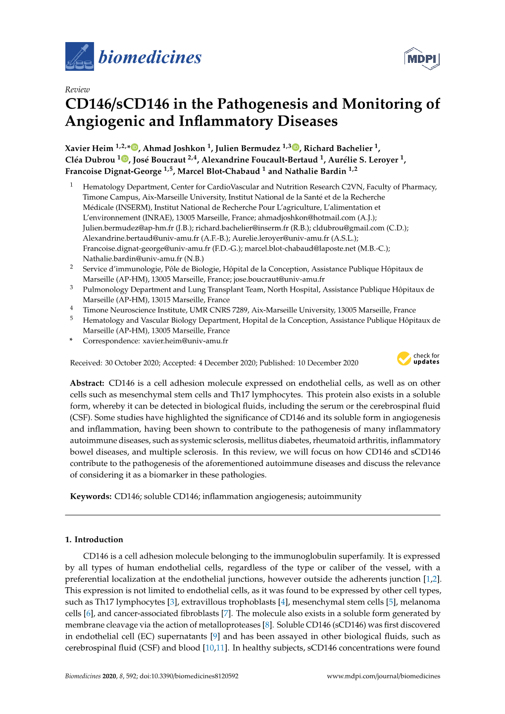 CD146/Scd146 in the Pathogenesis and Monitoring of Angiogenic and Inﬂammatory Diseases