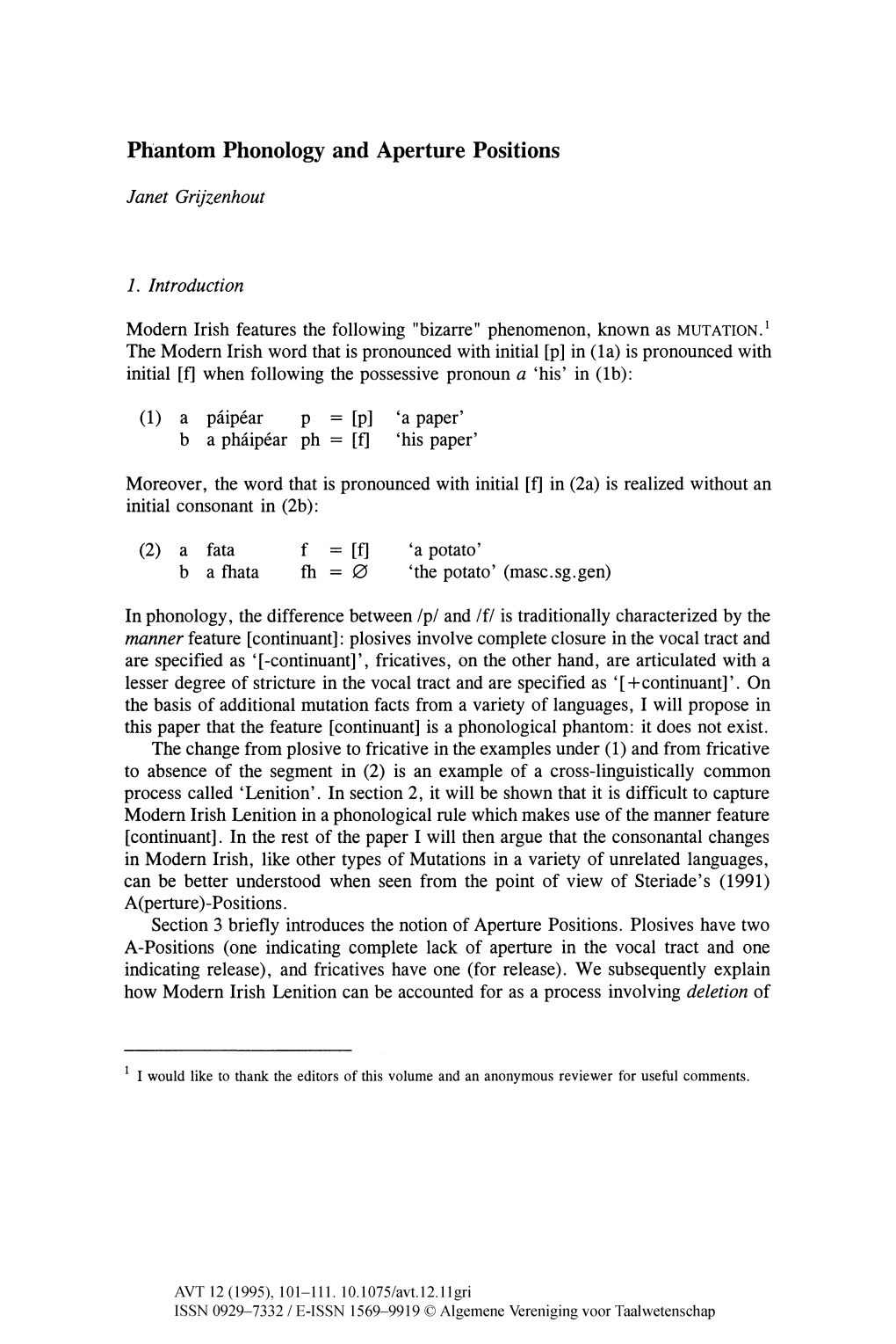 Phantom Phonology and Aperture Positions