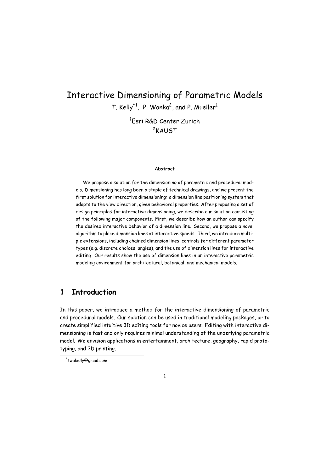 Interactive Dimensioning of Parametric Models T