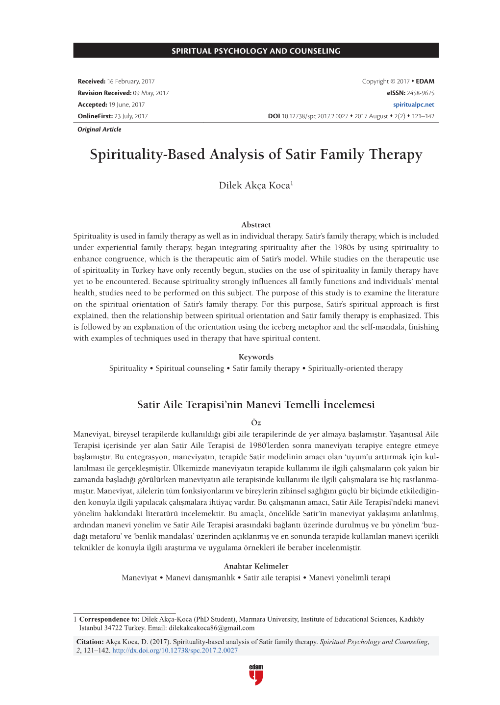 Spirituality-Based Analysis of Satir Family Therapy