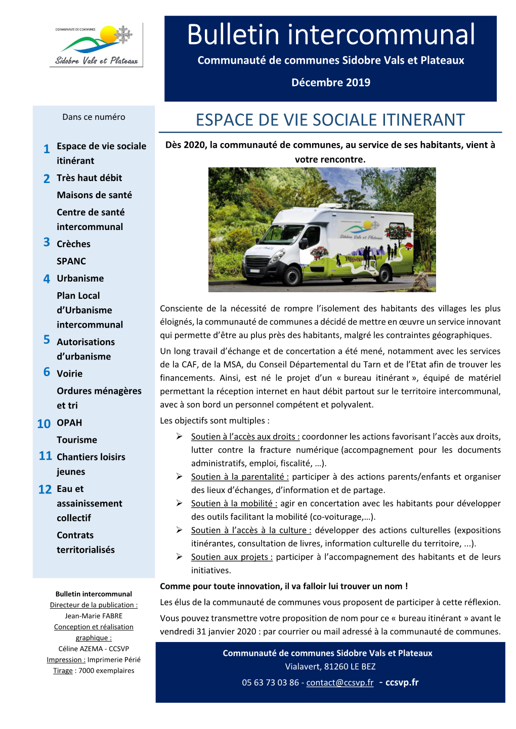 Bulletin Intercommunal Communauté De Communes Sidobre Vals Et Plateaux