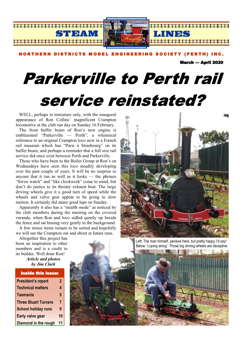 Parkerville to Perth Rail Service Reinstated?