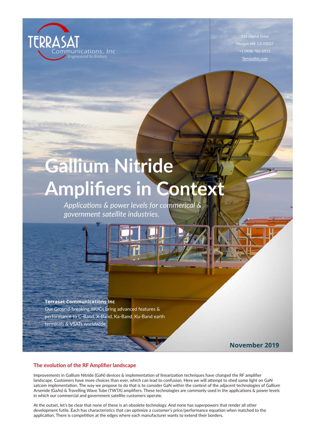 Gallium Nitride Amplifiers in Context Applications & Power Levels for Commerical & Government Satellite Industries