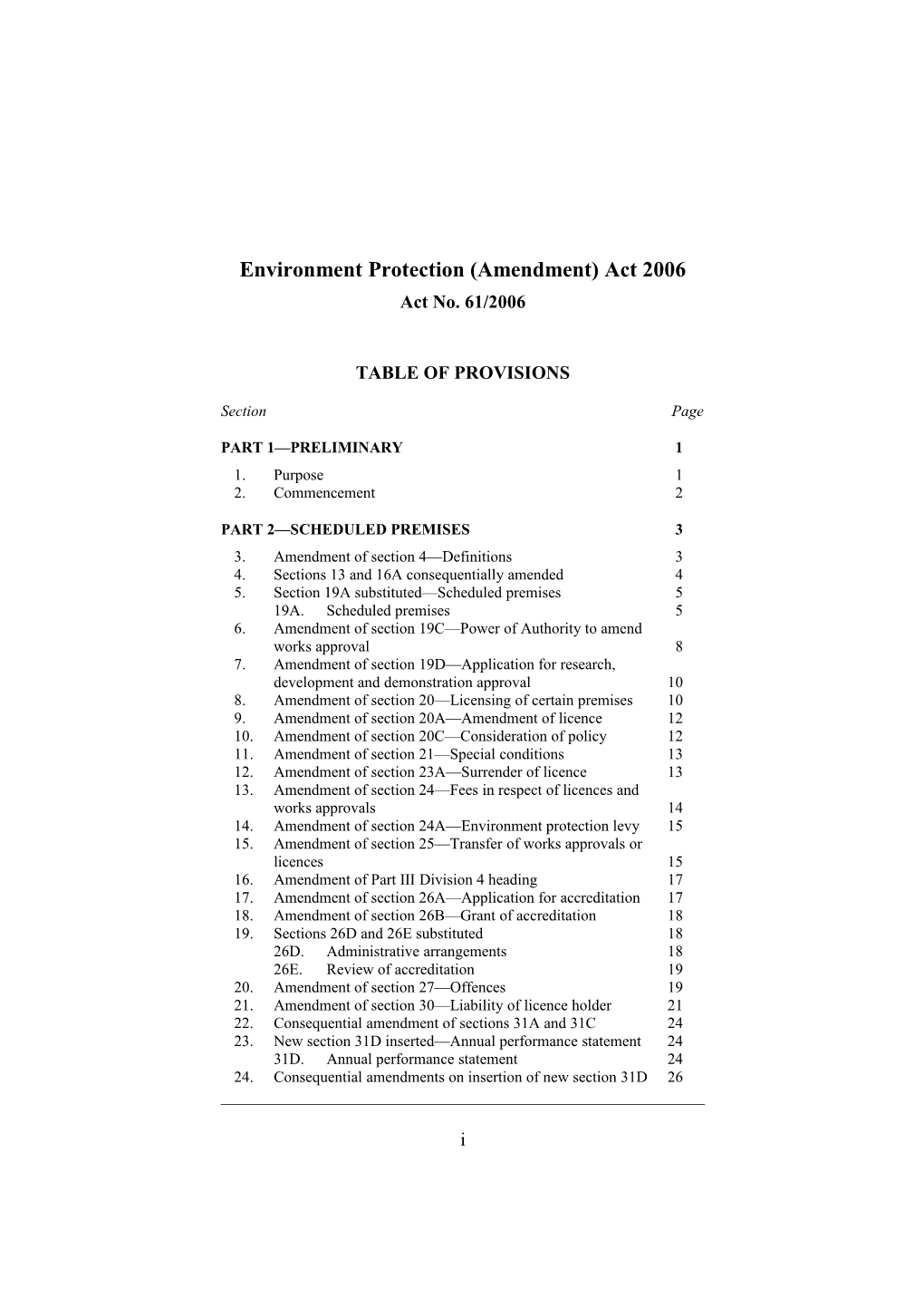 Environment Protection (Amendment) Act 2006