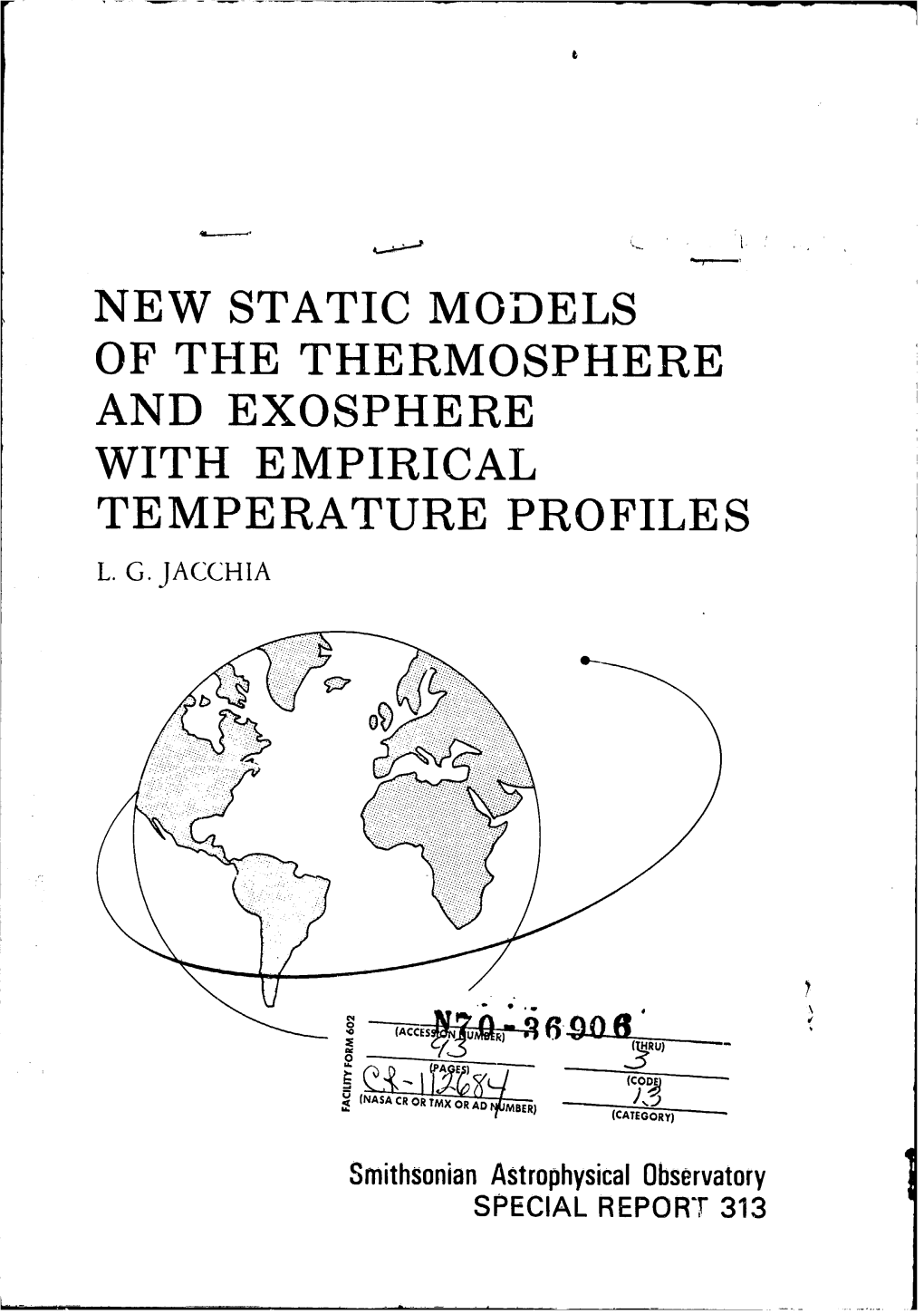 New Static Models of the Thermosphere and Exosphere with Empirical Temperature Profiles