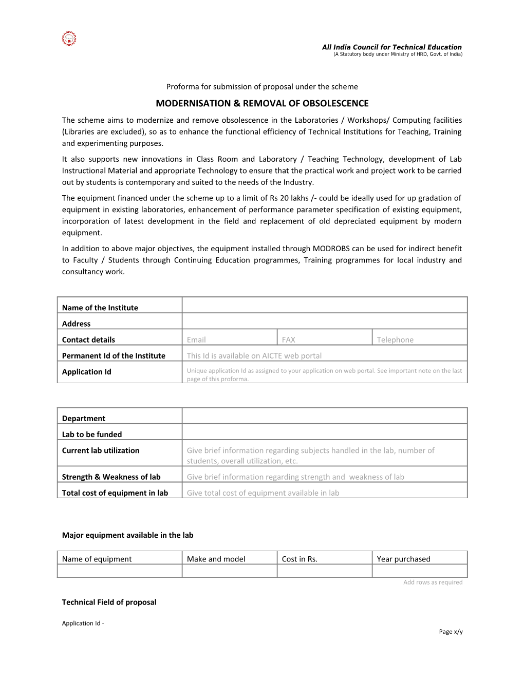 Proforma for Submission of Proposal Under the Scheme s1