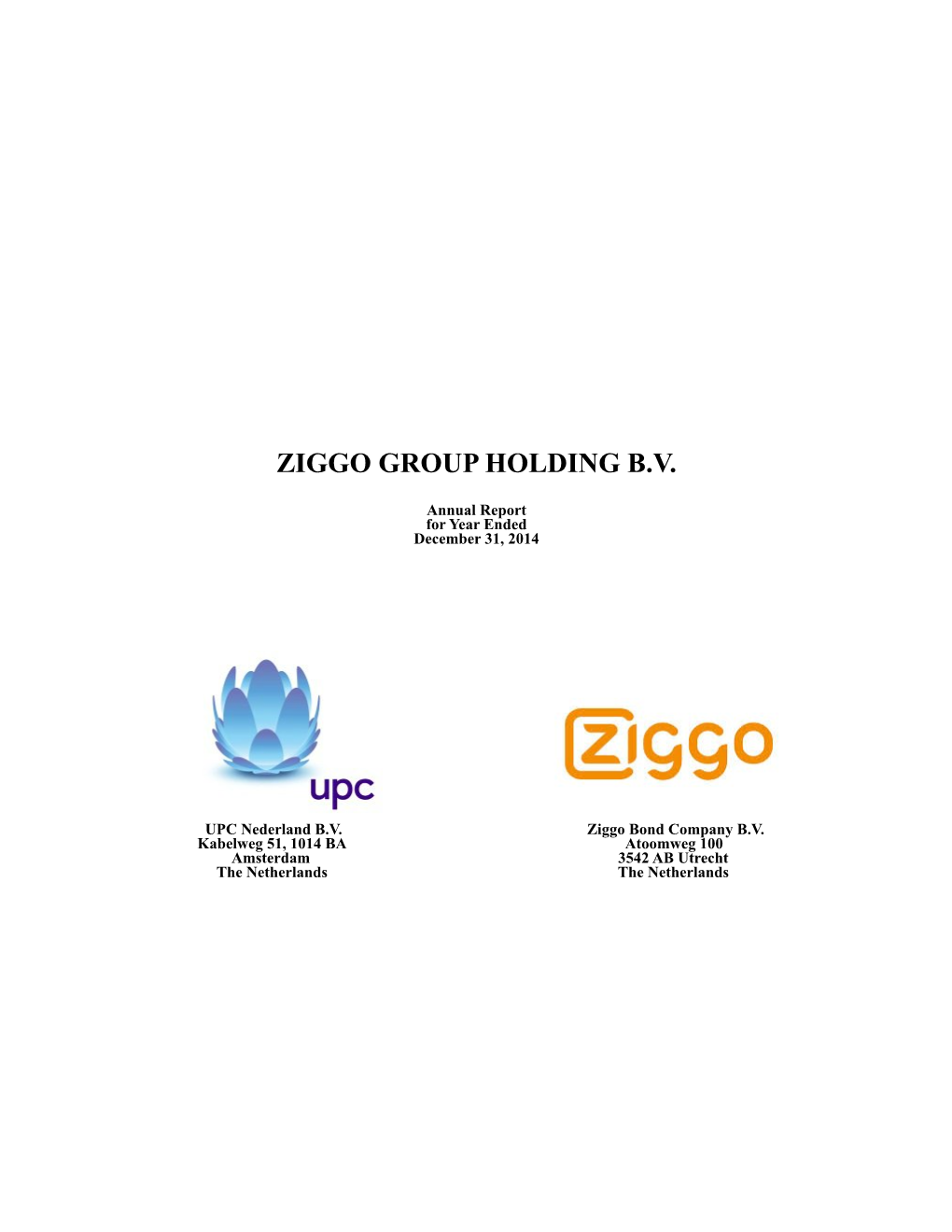 Ziggo Group Holding B.V. Annual Report for the Year Ended