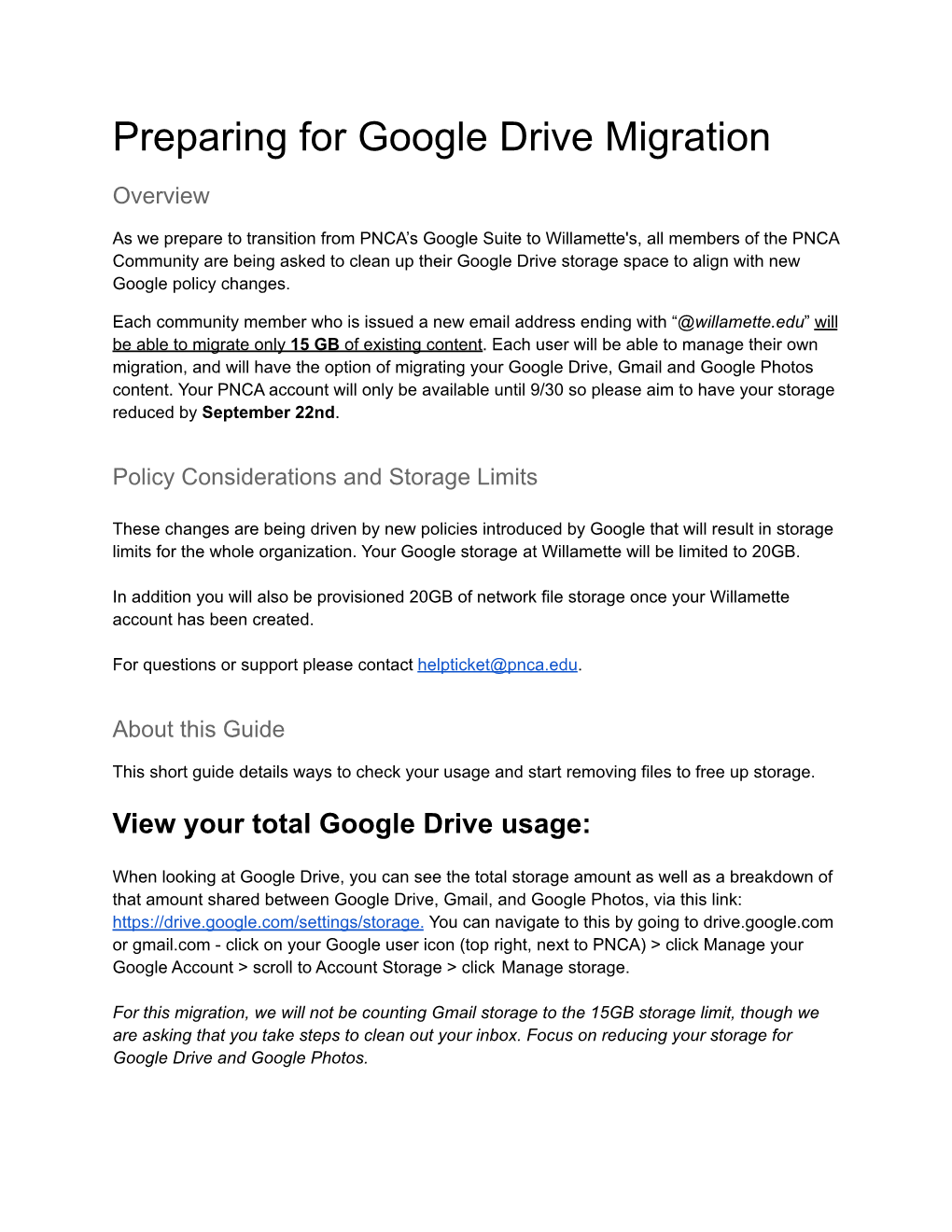 Preparing for Google Drive Migration Guide for Students