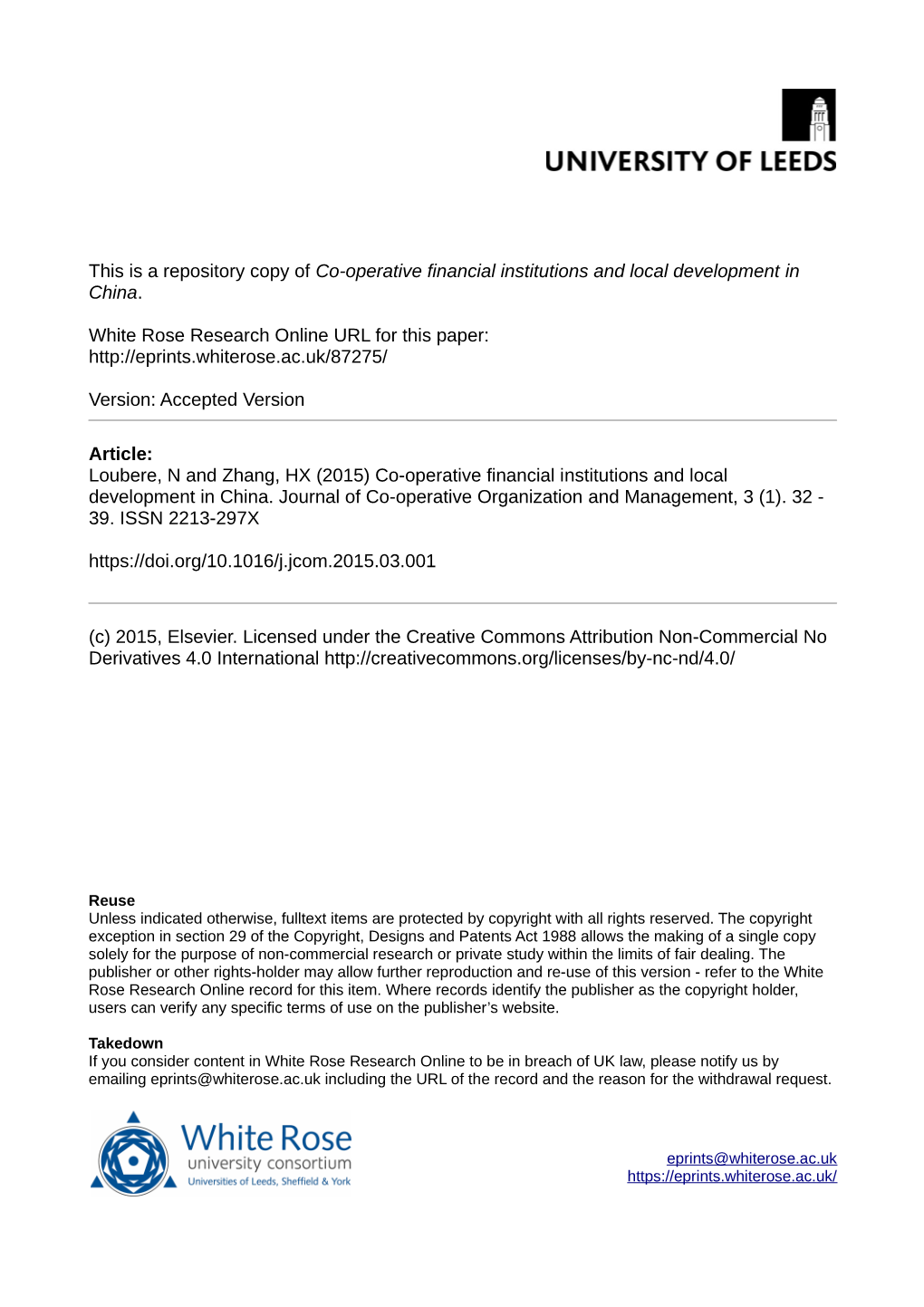 Co-Operative Financial Institutions and Local Development in China