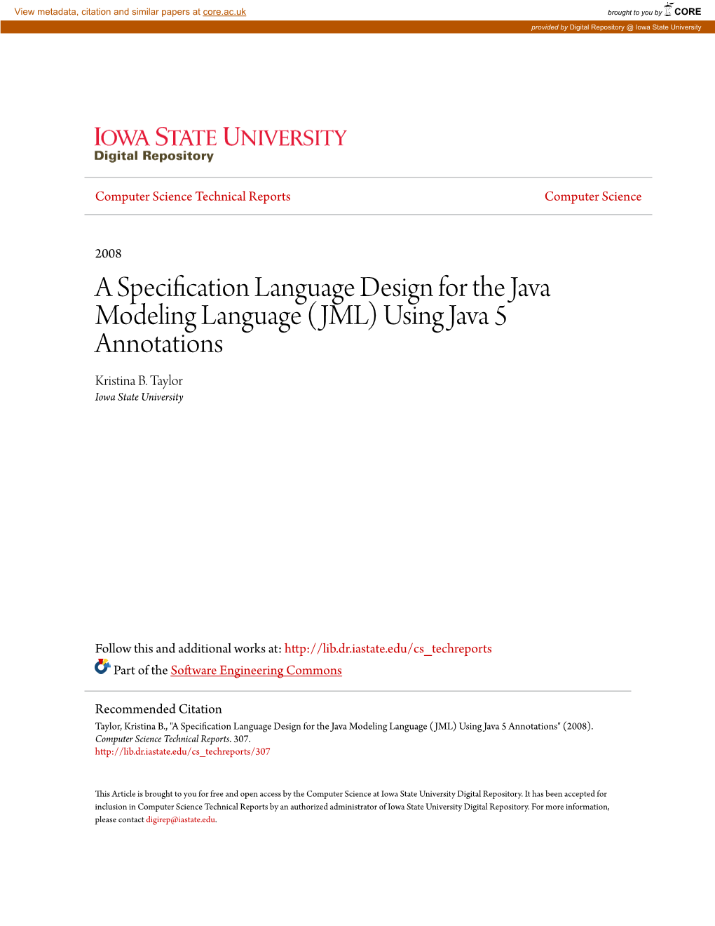 A Speciï¬†Cation Language Design for the Java Modeling Language