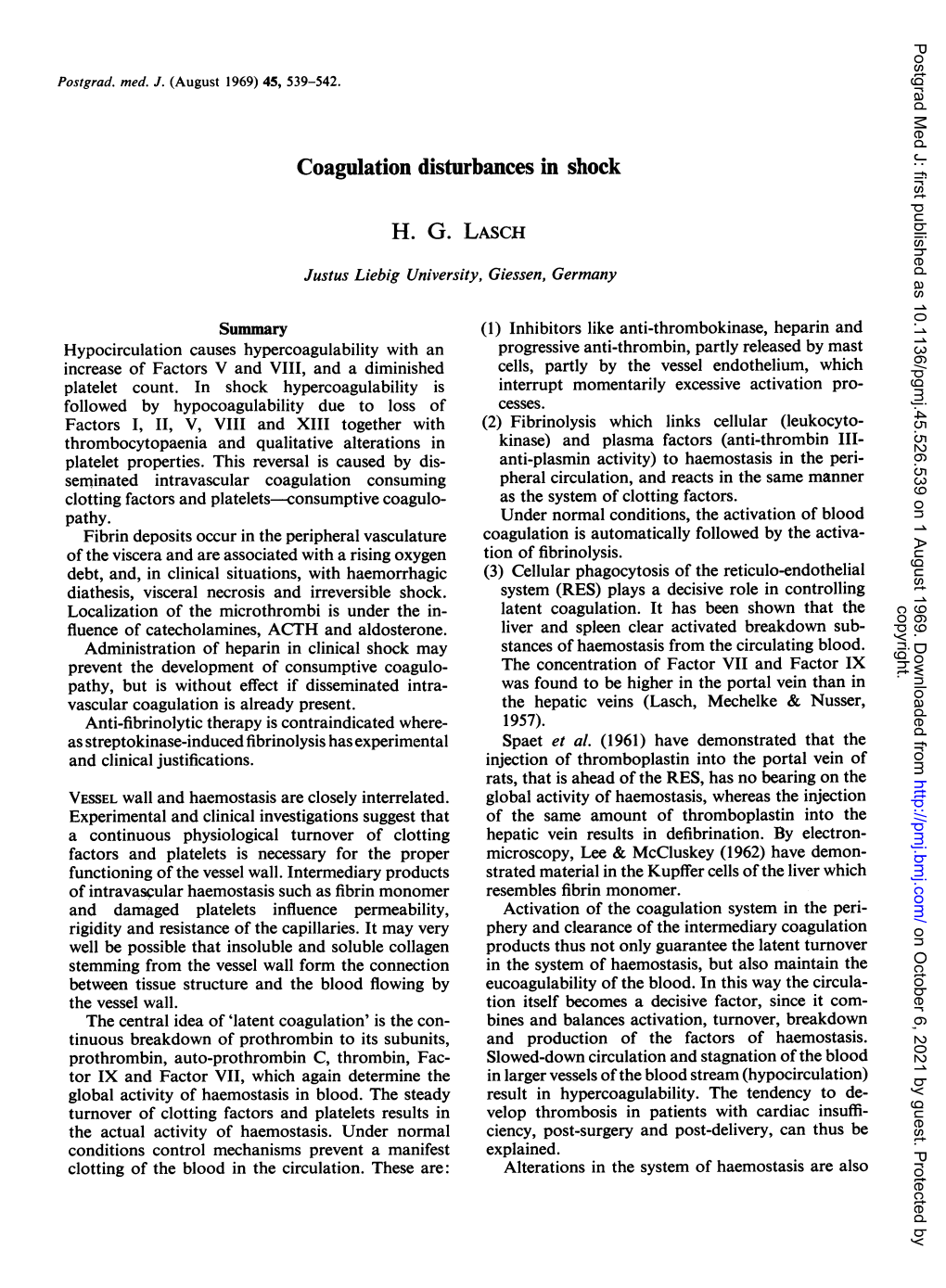 Coagulation Disturbances in Shock