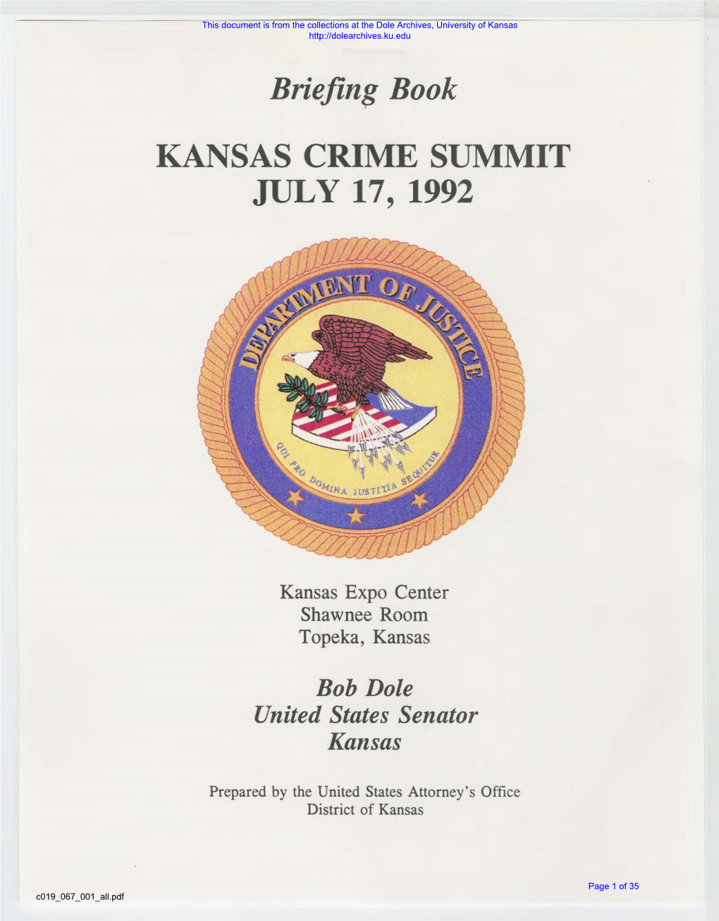 Kansas Crime Summit July 17, 1992