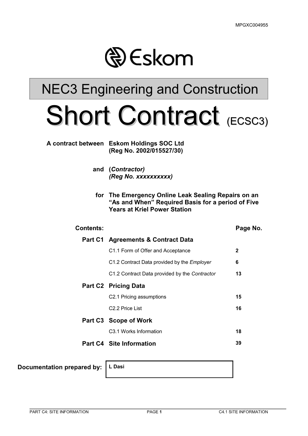 C1 to C4 ECSC3 All Parts