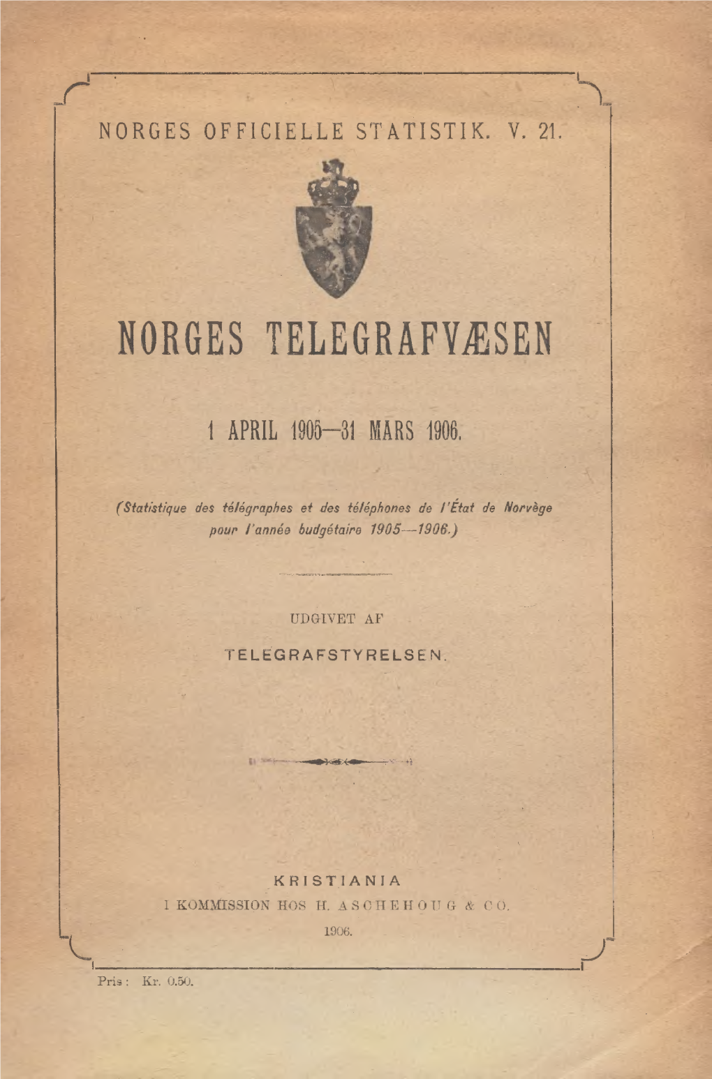 Norges Telegrafvæsen I April 1905